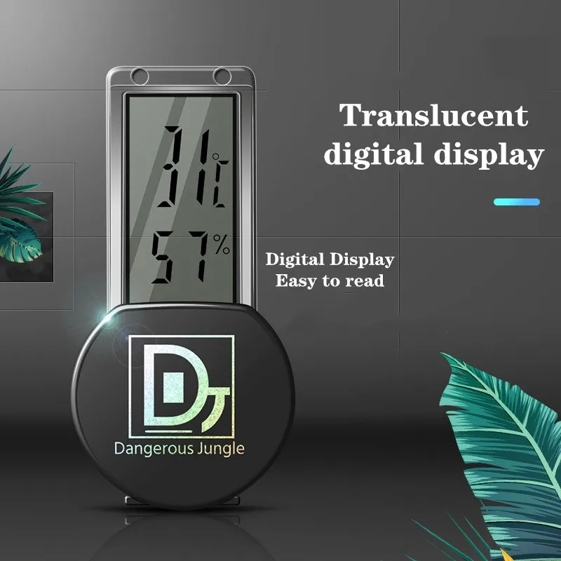 

Reptile Terrarium Thermometer Hygrometer Digital Display Pet Rearing Box Reptiles Tank Thermometer Hygrometer with Suction Cup
