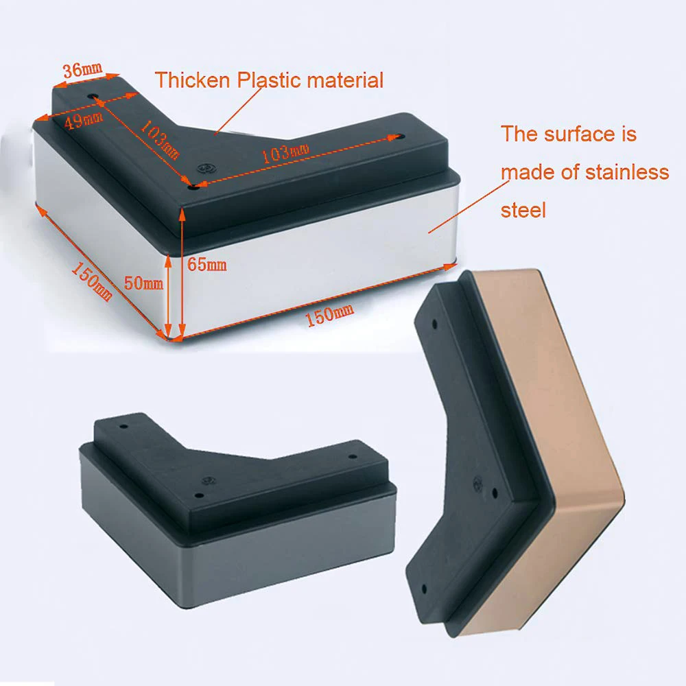 

4X Sofa Legs, Right Angle Coffee Table/Tv Cabinet/Bed Support Feet Plastic Furniture Accessories (High 2.6 Inches / 65mm)