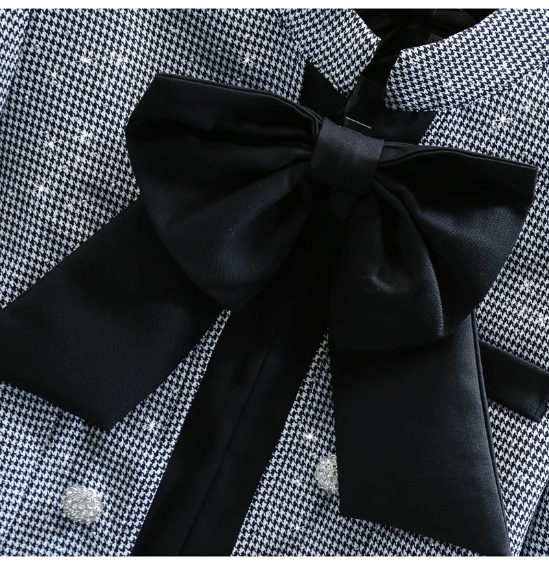 Роскошный короткий костюм со стразами и бантом осенне-зимняя одежда 2021 модное