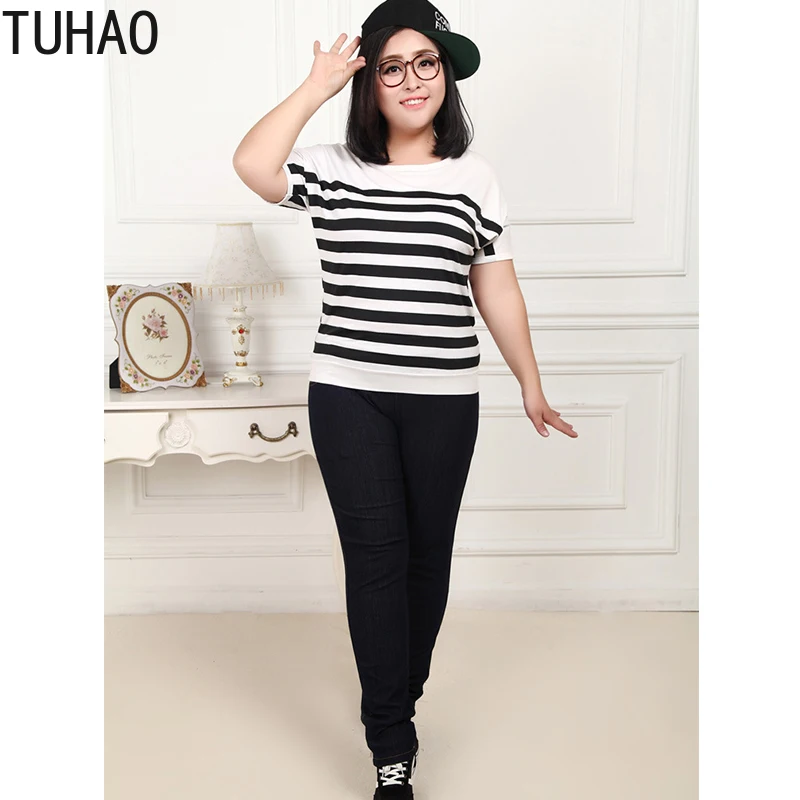 

TUHAO 2020 High Waist Oversized 9XL 8XL 7XL 6XL Stretch Jeans Stretch Women Trousers Pencil Pants Office Lady Mom Casual Pant WM
