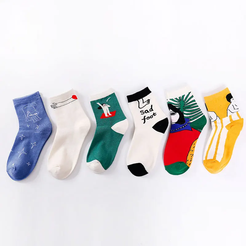 

Socks Women Korean Kawaii Harajuku Funny Socks Japanese Middle Tube Couple Cartoon Cute Socks 11406