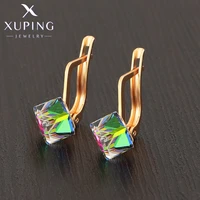 xuping jewelry luxury new arrivals square shaped charm style colorful crystal earring for women girls 810576594