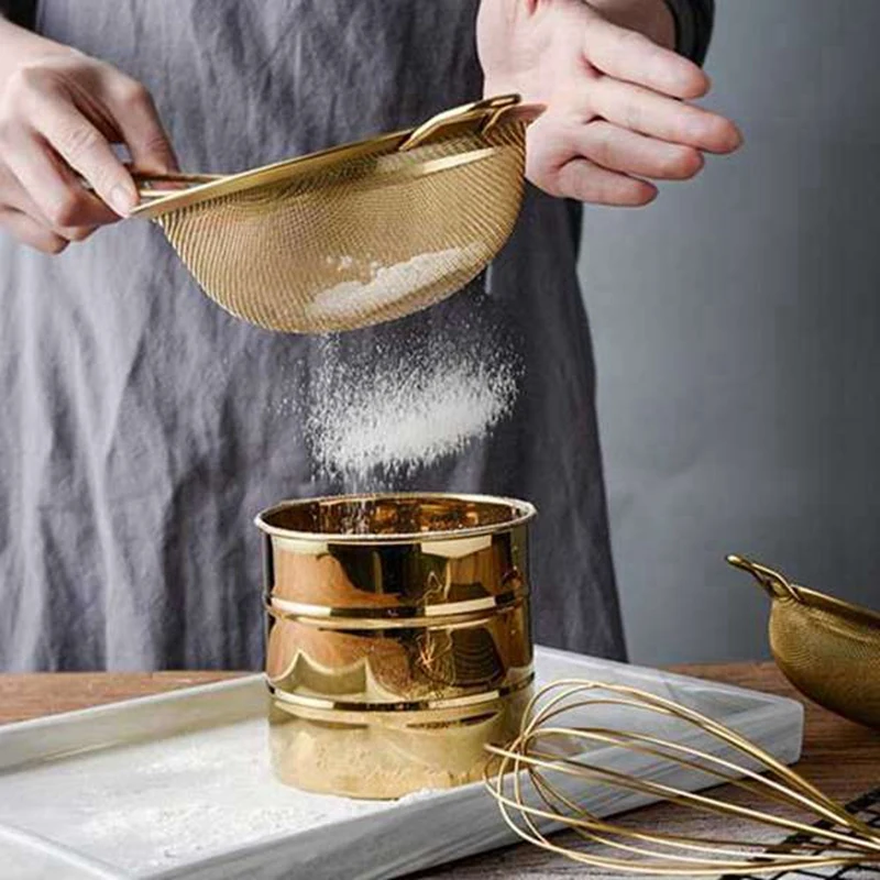 2Pcs/ Set Egg Beater Hand Whisk Mixer Flour Sifter Baking Shaker Mesh Sieve For Kitchen Soy Milk Filtration |