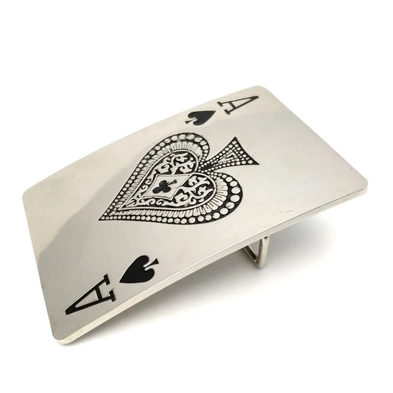 

Ace of Spades Card Texas Hold'Em Poker Bright Silver Big Metal Belt Buckle for Man Western Country DIY Cowboy Accessories Gifts