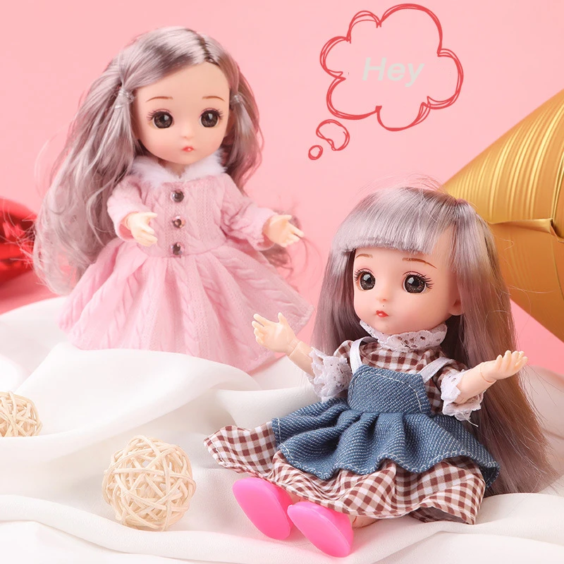 Новая мини кукла BJD 16 см девочка ребенок 3D глаза красивая игрушка с одеждой наряд