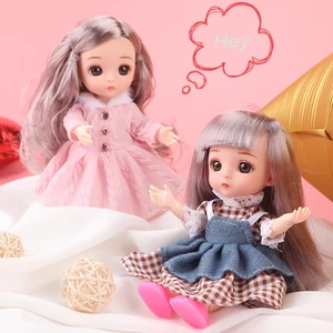 Новая мини-кукла BJD 16 см, девочка, ребенок, 3D глаза, красивая игрушка, кукла с одеждой, наряд, куклы 18