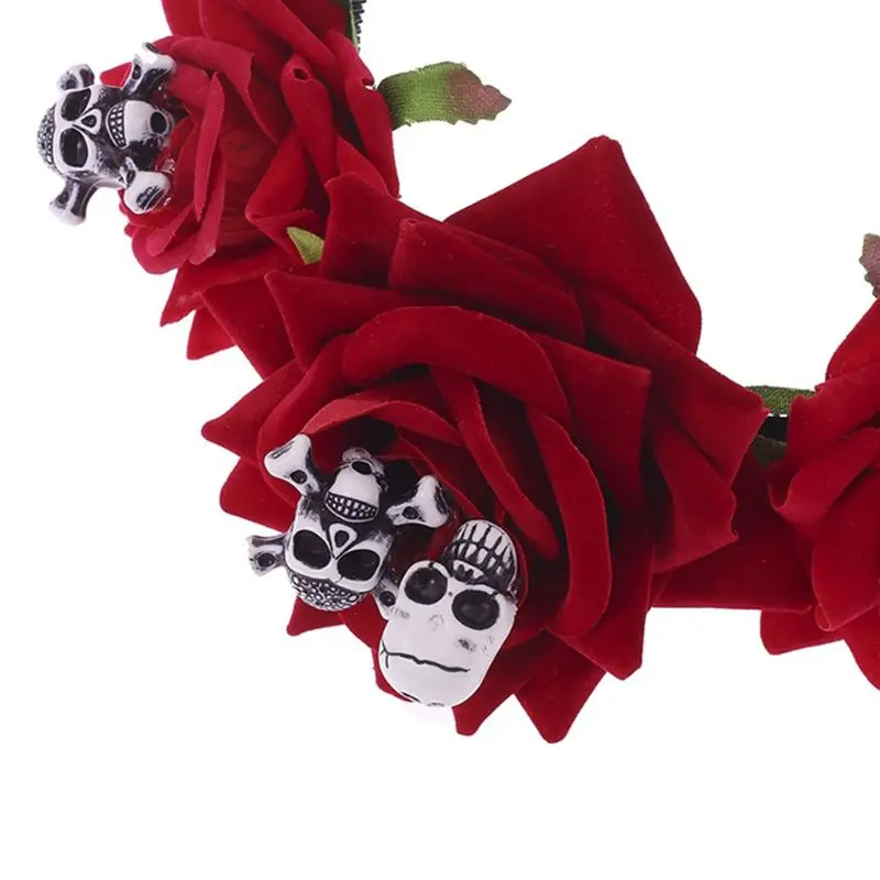 Ободок для волос бархатный в виде розы черепа паука| |