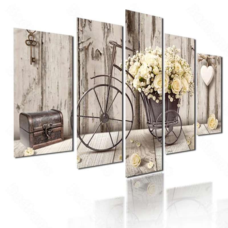 

Waterproof Ink Painting Living Room Decoration Warm Home Decoration Painting Retro Pure White Rose Frameless Painting