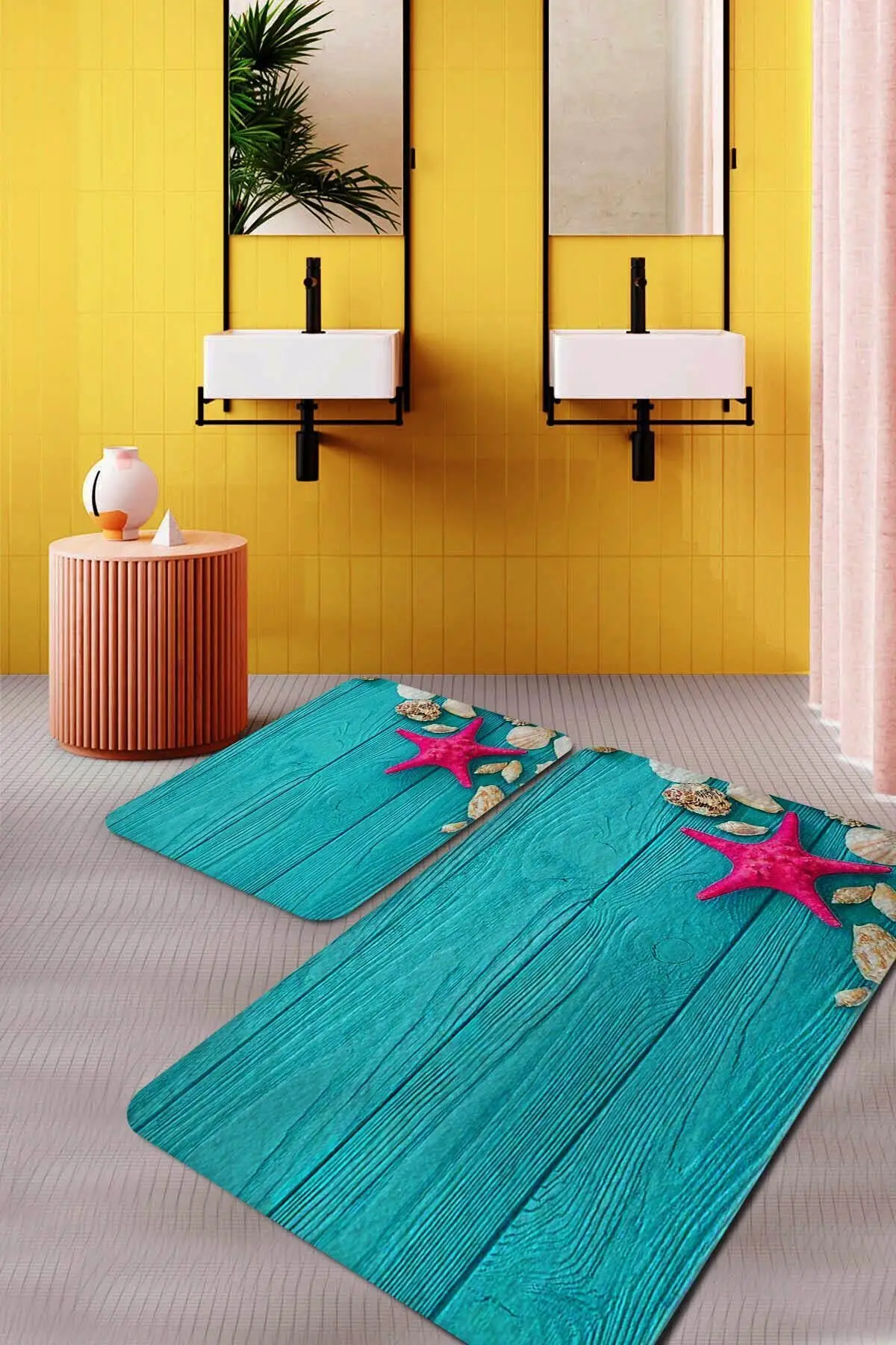 

Blue Wooden Bath Mat