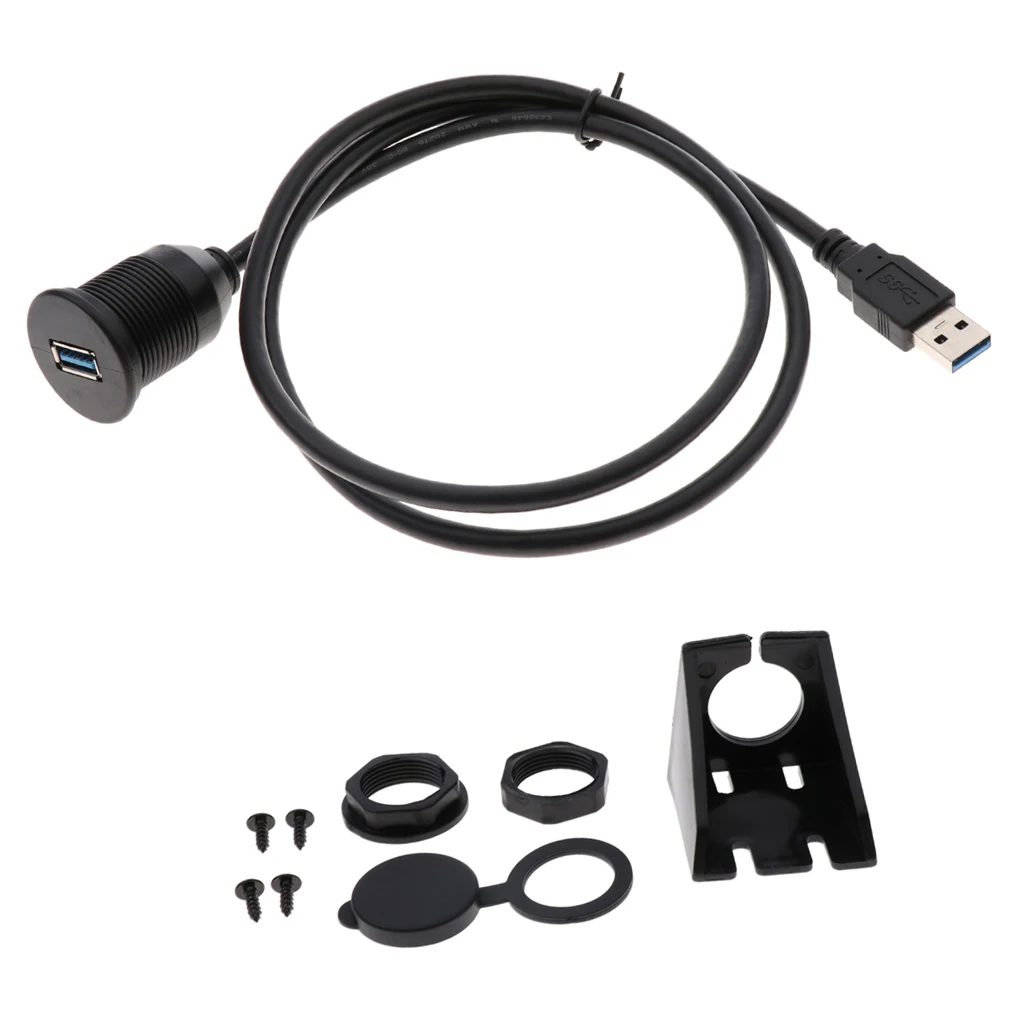 

High Quality Car USB3.0 Extension Flush Mount Cable Dashboard Kit Round
