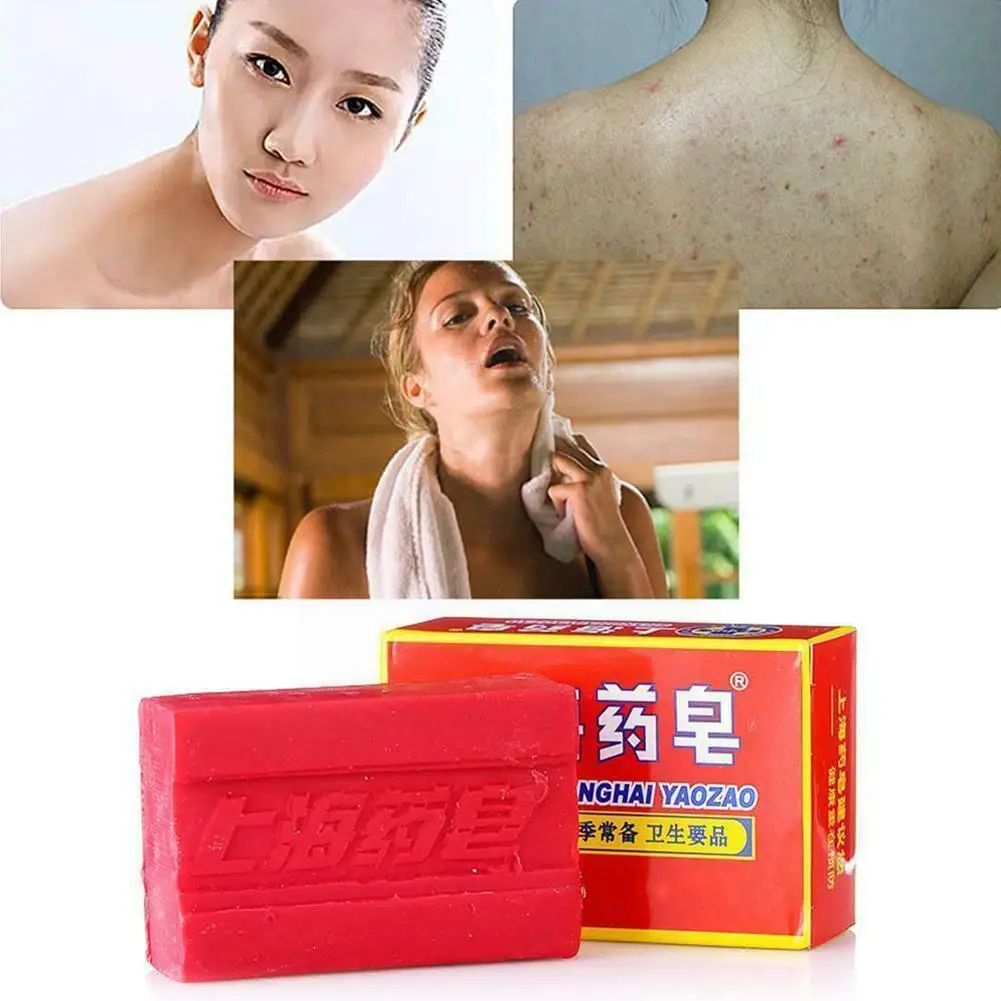 

90g Red China Medicated Soap Conditions Acne Psoriasis Anti Seborrheic Soap Body Bath Eczema Body Slimming Healthy care Fun A5H2