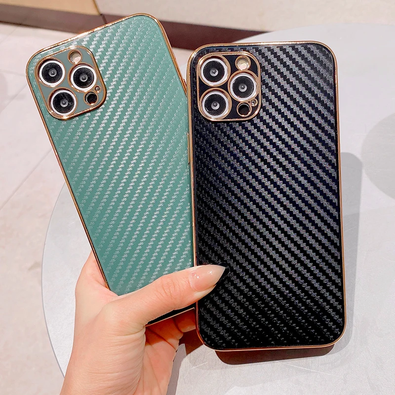 

Чехол из углеродного волокна для iPhone 12 11 Pro Max, Жесткий Чехол для телефона, чехол для iPhone 11 12 Pro Max XR X XS Max 7P 8 Plus, чехол