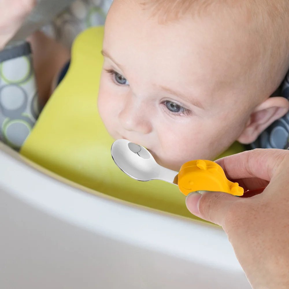 

1 Set Baby Self-Training Fork Spoon Adorable Portable Baby Feeding Flatware