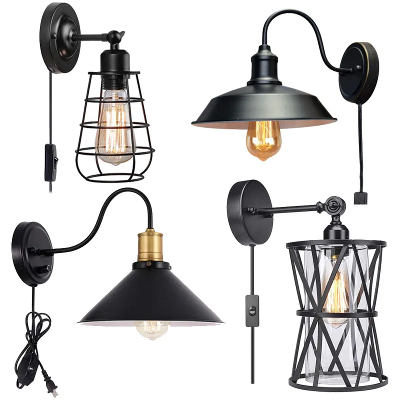 Настенное бра с твердым проводом в стиле индастриал винтажный стильный