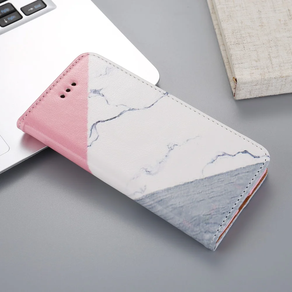 LLZ. Чехол книжка с магнитной застежкой из искусственной мраморной кожи для samsung