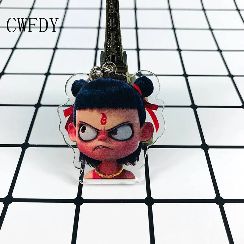

Japanese Anime NeZha Keychain Lovely Cartoon Figure Acrylic Ne zha Double Sided Acrylic Key Chain Pendant Cartoon Key Ring Gifts