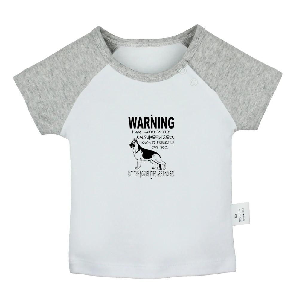 Warning I Am Currently Unsupervised Weiner Dog Funny Doxy Design Newborn Baby T-shirts Toddler Graphic Short Sleeve Tee Tops |