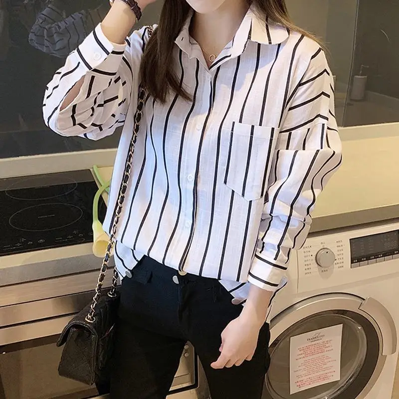 

Blouse Women Black and White Striped Shirt for Women 2020 Spring Shirt Top Blusas Ropa De Mujer