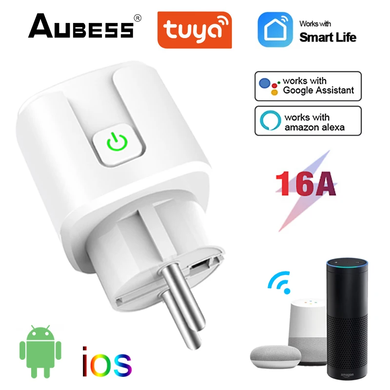 

Aubess WiFi Smart Plug EU 16A No Power Monitor Timing Function Tuya SmartLife APP Control Works With Alexa Google Assistant