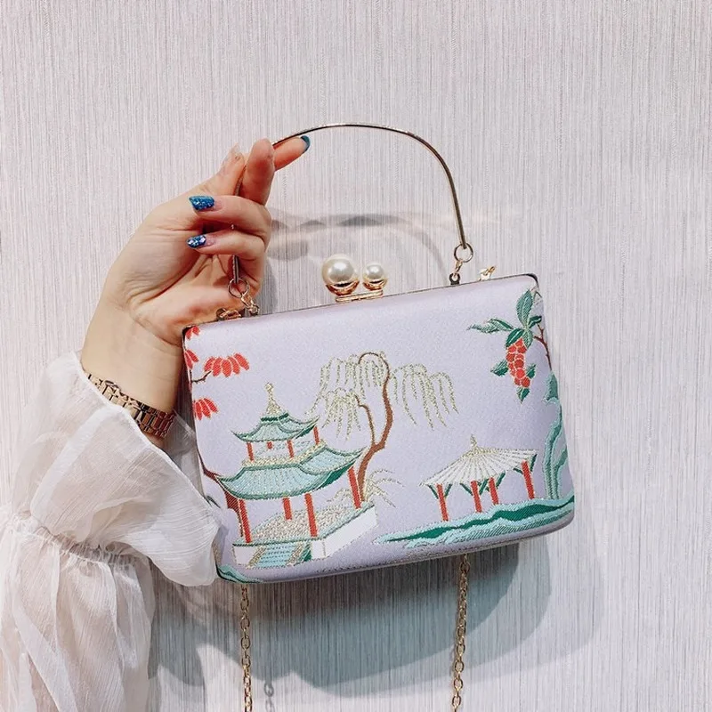 

Shoulder Bags Gold Bag Round Embroidered Hanfu Bag Antique Bag Clutch Bag Portable Evening Bag New Cheongsam Handbag