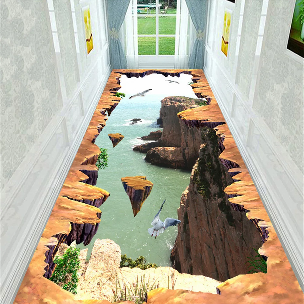 3D ковер для коридора океана прикроватный декоративный коврик противоскользящий