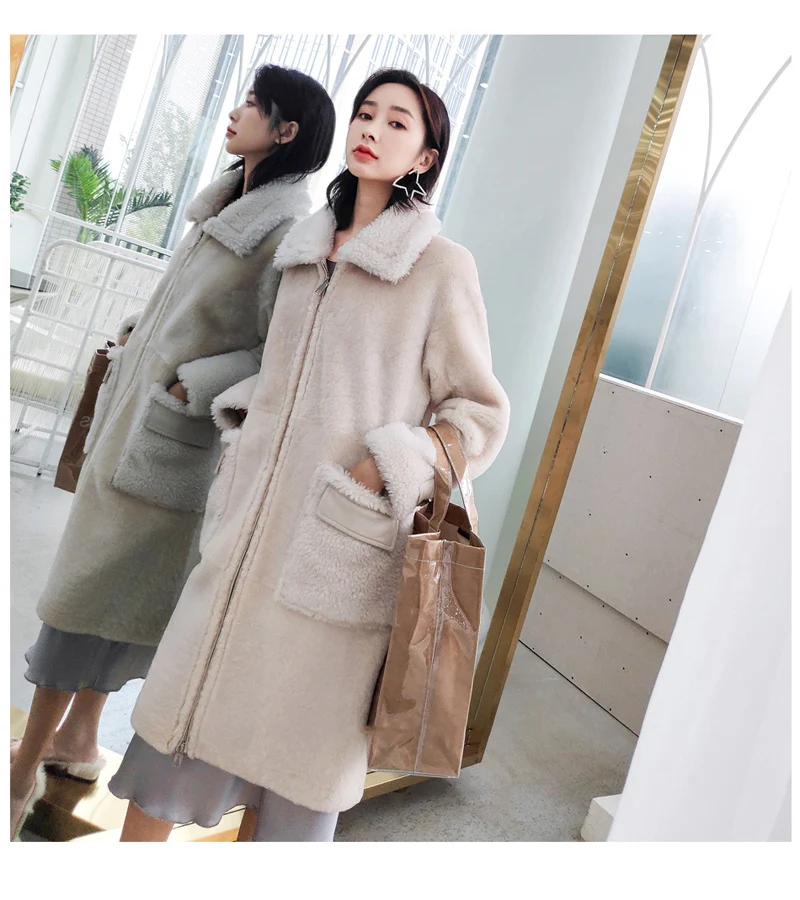 

Femme Hiver Women Manteau Coat Winter 2021 New Fashion Long Jacket Slim Natural Real Fur Thick Warm Colorful Linner + FN0098