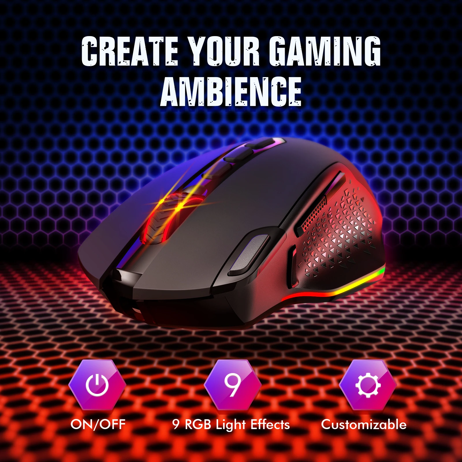 VicTsing PC282 10000 DPI Wireless Gaming Mouse Rechargeable Ergonomic Mice with 10 Programmable Buttons RGB Backlit for PC Gamer wireless mouse with usb c