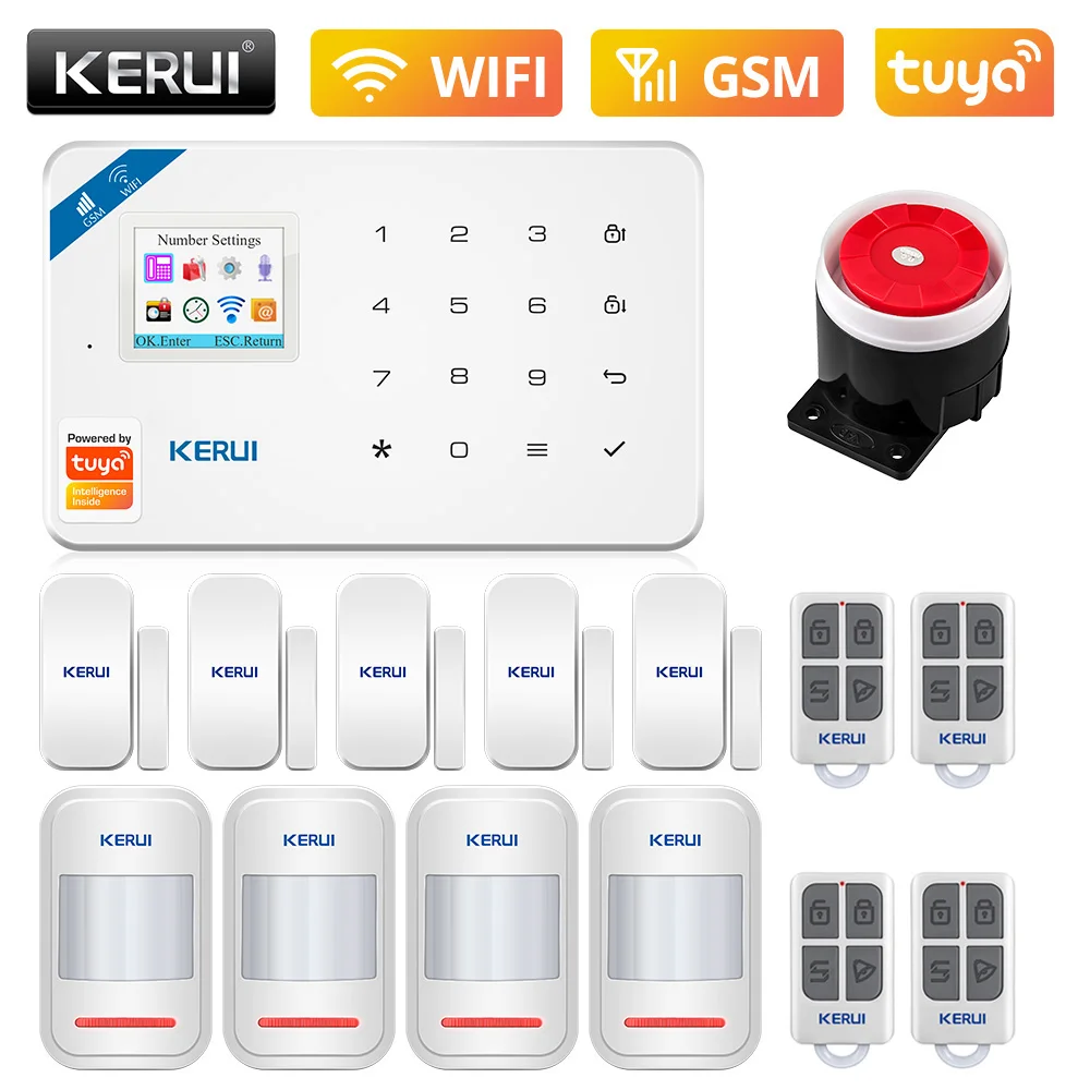 

KERUI W181 WIFI GSM Home Security Tuya Smart Alarm System APP Control Wireless Door Sensor PIR Motion Detector Burglar Alarm Kit