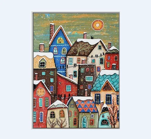 

European fairy tale cottage Cartoon Needlework,Cross stitch Handmade 14CT Canvas DIY,Cross-stitch kits,Embroidery Art Home