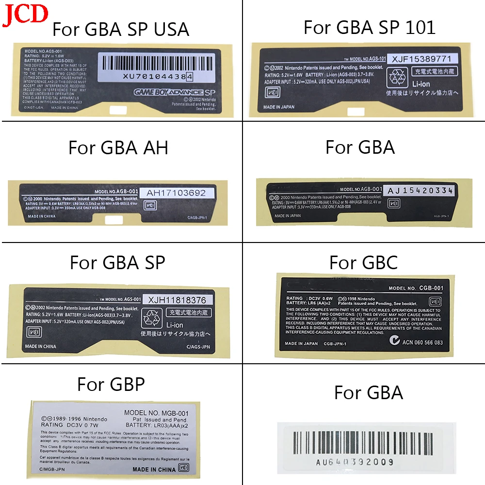 

JCD 30pcs For Nintend Game Boy Pocket Replacement MGB-001 Model Information Sticker For GBP GBA GBC GBA SP 001 101 Label Japan