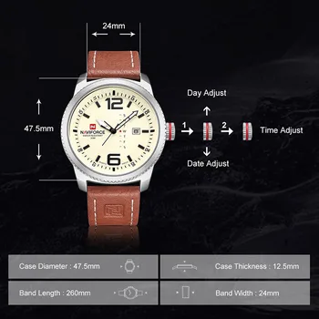 NAVIFORCE Male Watches Casual Sport Day and Date Display Quartz Wristwatch Big Dial Clock with Luminous Hands Relogio Masculino 2