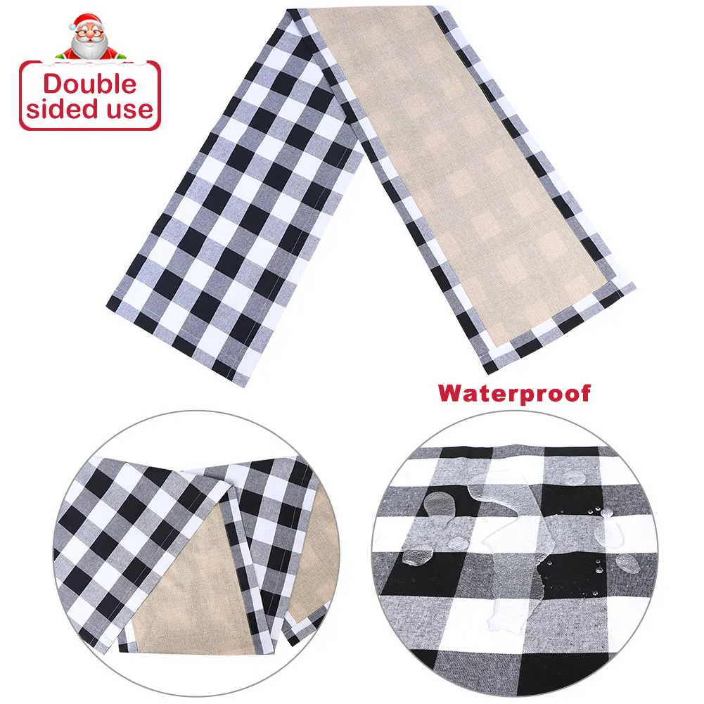Водонепроницаемый буйвол плед Мешковина Рождество настольная дорожка Рождественский стол украшение Дровосек тематические День Рождения украшения IP