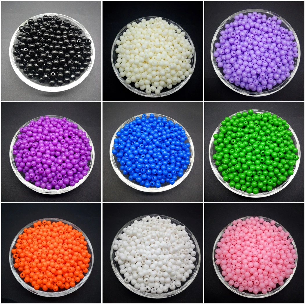 Оптовая продажа 4 мм акриловые круглые жемчужные разделительные бусины для