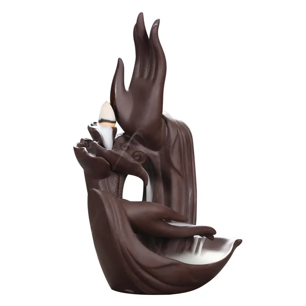 

Hot Sales!! Ceramic Buddha Hand Incense Burner Holder Home Meditation Censer Decoration