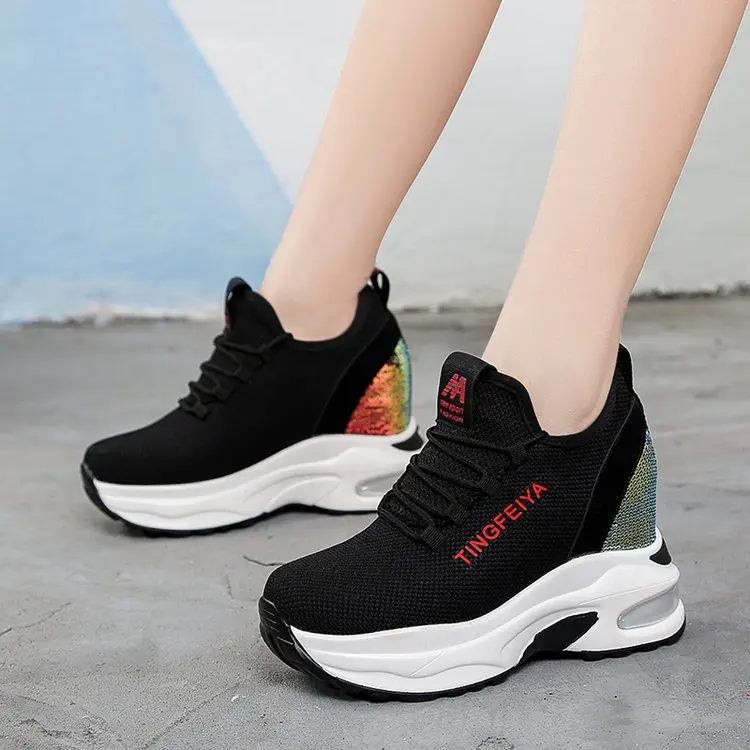 

Sponge Cake Versatile Sports Shoes Women's Platform Shoes Heighten Gluey Shoes Heighten 8cm Women Sneakers Platform Shoes