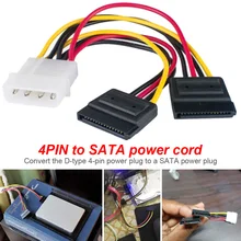 1pcs Serial ATA SATA 4 Pin IDE Molex to 2 of 15 Pin HDD Power Adapter Cable Hot Worldwide Consumer Electronics Connector