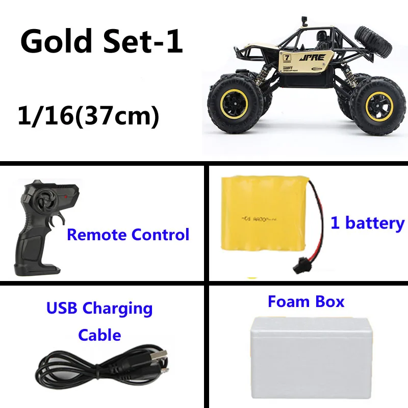 Alloy 37cm Gold 1:12 4WD RC автомобили 2,4G радиоуправление 4x4 вождение автомобиля двойной привод двигателей Bigfoot автомобиль высокая скорость внедорожные Грузовики Игрушки для детей - Цвет: Alloy 37cm Gold