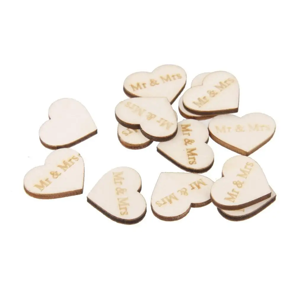 50 шт. деревянные сердечки для свадебной вечеринки DIY аксессуары рукоделия милые