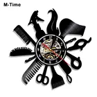 Настенные часы для парикмахерской, современный дизайн, виниловая пластина, винтажные аксессуары для салона красоты, 3d-часы, подарок