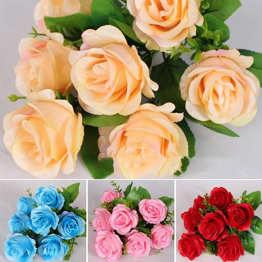 

2pcs Bunch Of 7 Heads Medium Open Rose Bouquet Beautifu Artificial Flower Bunch In Stock Drop Shipping