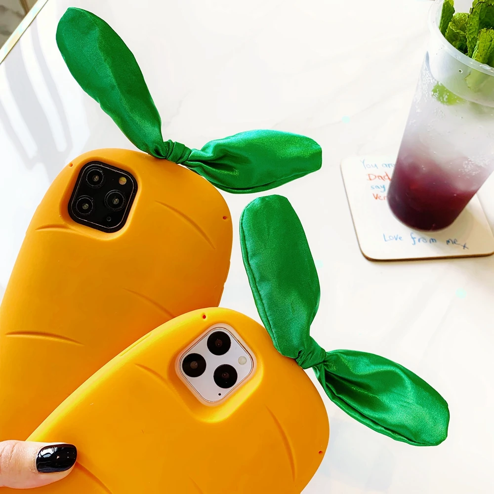 Забавный 3D морковный силиконовый чехол для huawei p40pro p30 mate 30 мультяшный