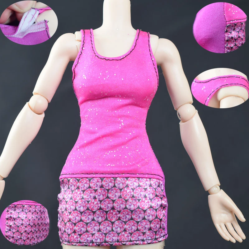 

1/6 Scale Accessories Clothing Pink Low-cut U Collar MiniSkirt Packagehip skirt NO.10 phicen 1/6 body figure 12"Body