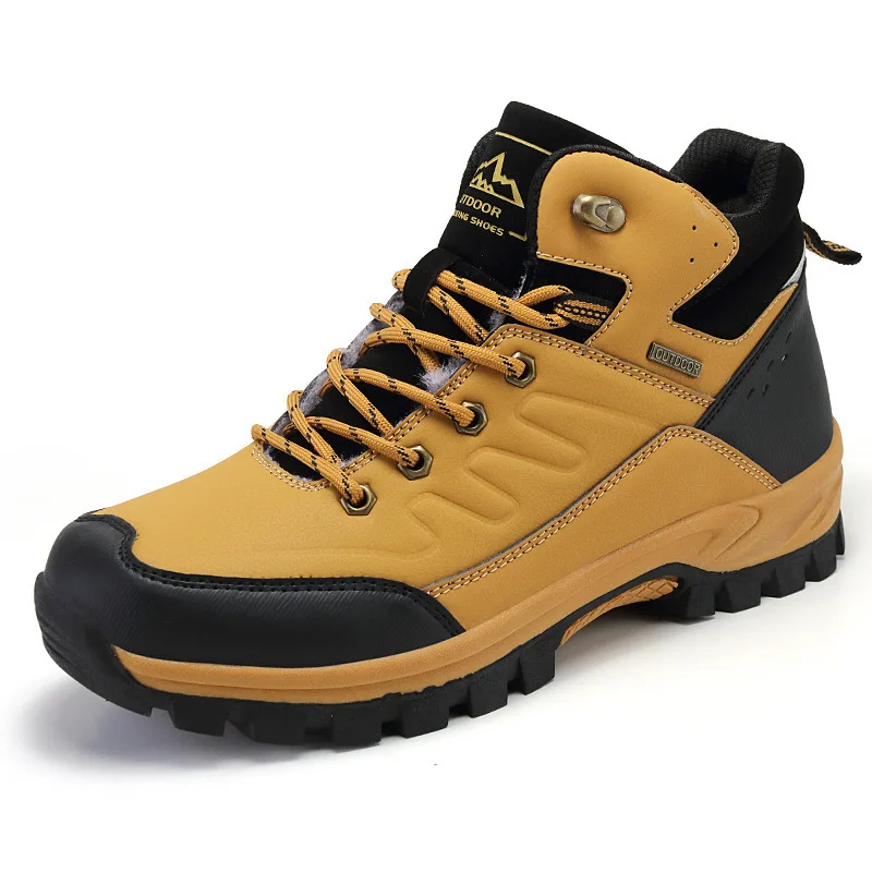 

Brand Men Boots Big Size 39-46 Autumn Winter Mens Leather Fashion Sneakers Lace Up Outdoor Mountain Men Shoes Waterproof