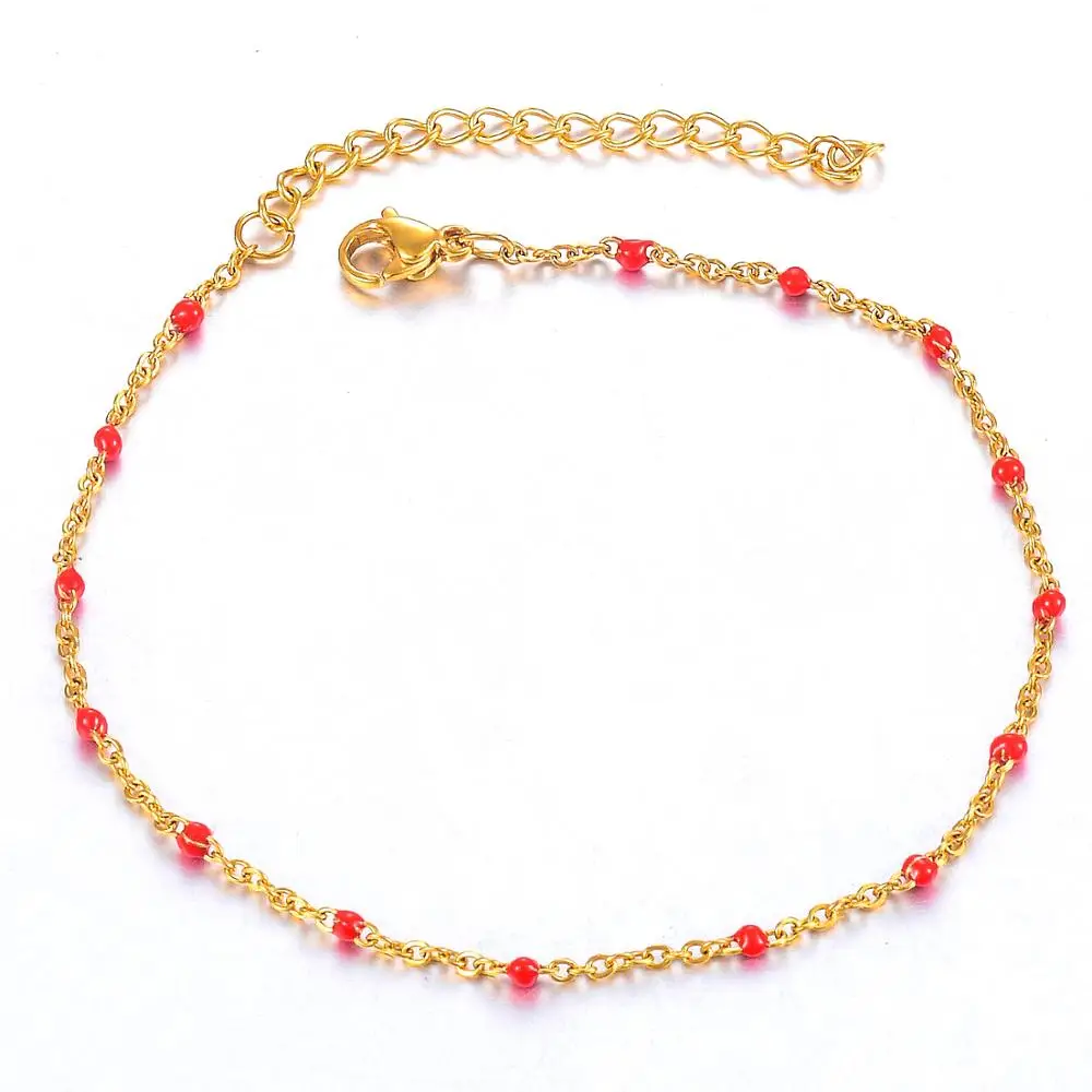 Браслет-цепочка из нержавеющей стали с бусинами золотого/стального тона браслет