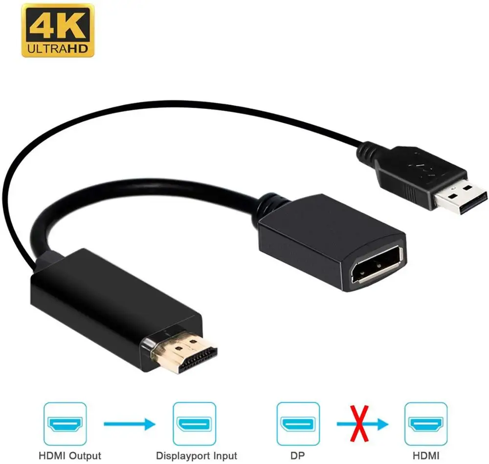 Преобразователь HDMI в DisplayPort адаптер 1 4 и HDCP DP1.2 с питанием USB2.0 для PC DP Dosplay - купить