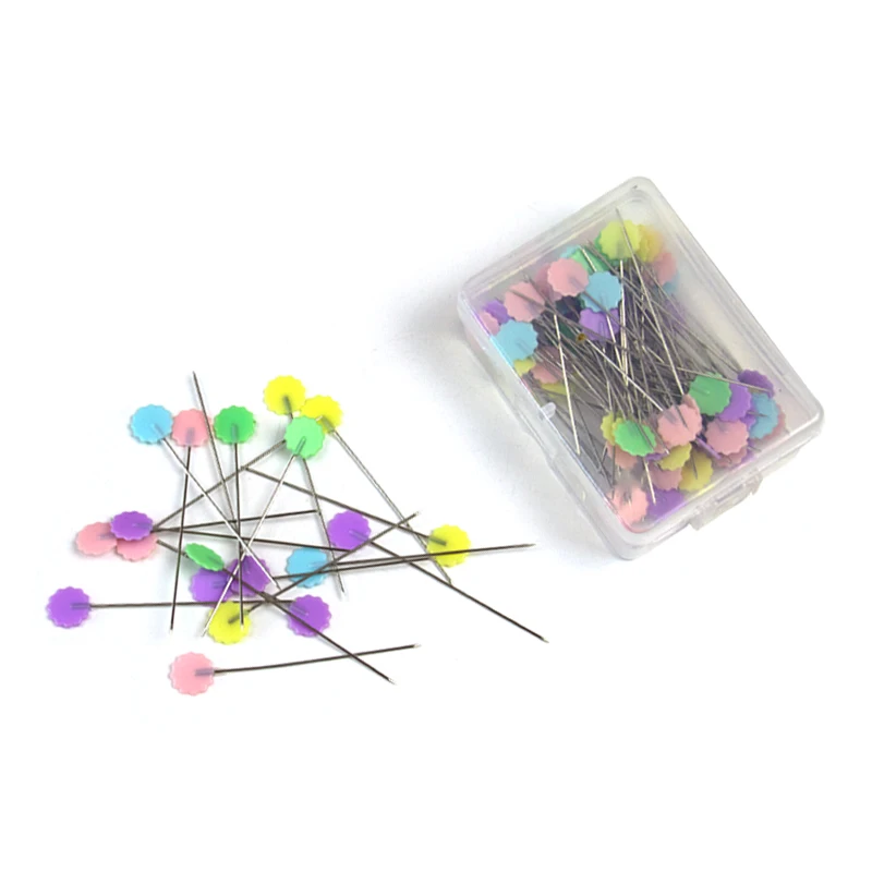 

Sewing Pins Straight Corsage Bow Head Stick Pins for Quilting Fabric Silk Dressmaker Decoration 100 Pins/Box