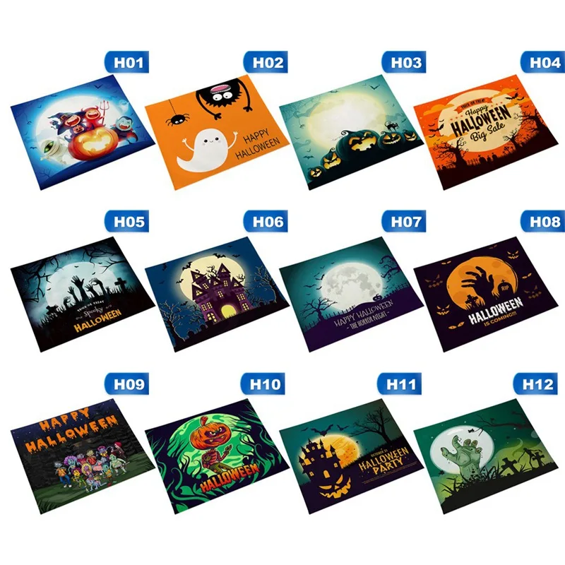 

Halloween Placemat Ghost Owl Pumpkin Heat-Resistant Table Place Mats for Hotel Restaurant Kitchen Dining Table Decoration