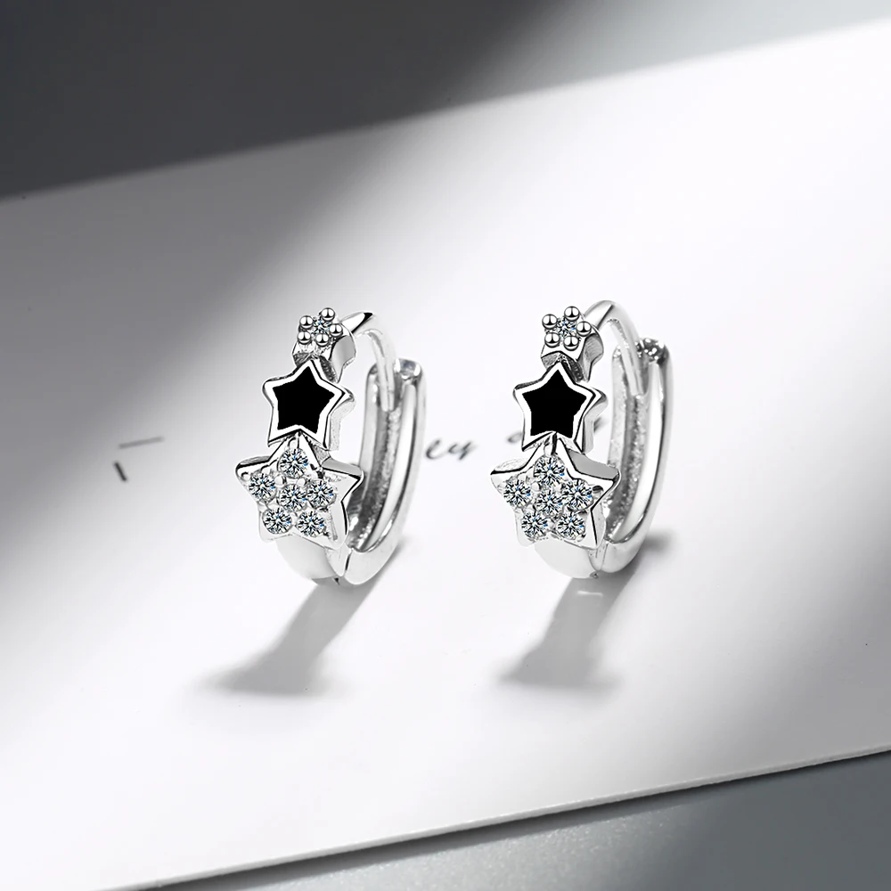 Женские серьги кольца из серебра 100% пробы с фианитом|Серьги-кольца| |