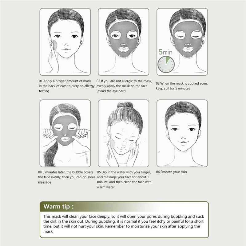 Black Pig Carbonated Bubble Clay Kawaii Face Mask Facial Cleaning Whitening Skin Moisturizing Anti Aging Care |