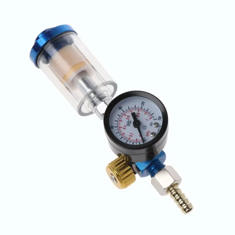 

Zero Air Pressure Regulator Gauge Spray In-Line Water Oil Trap Filter Separator Kit Tool